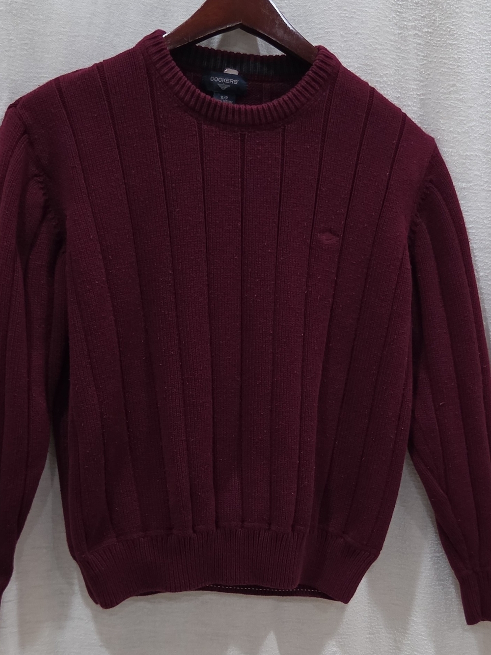 Dockers Burgundy Cotton Ribbed Knit Crew Neck Pullover Sweater  S
